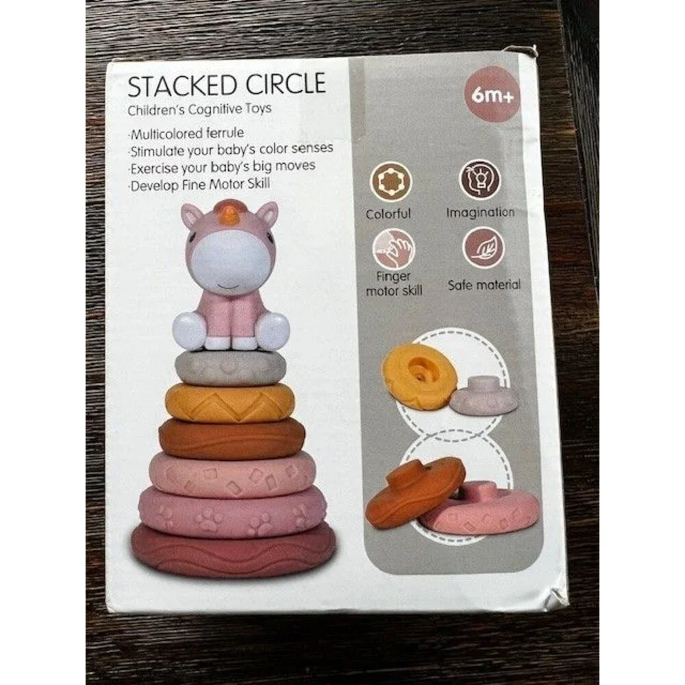 Stacking Nesting Baby Toy Nueplay 7 Pcs Squeeze Teething Cognitive Toy NEW